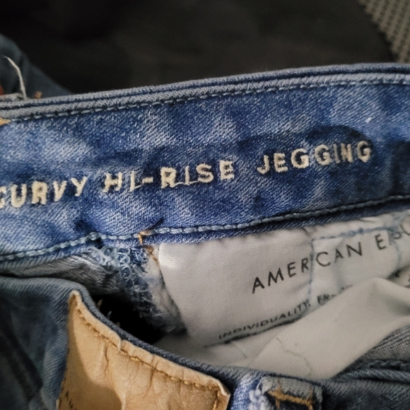 AMERICAN EAGLE | curvy hi-rise jegging distressed destroyed skinny stretch jeans - Picture 9 of 11